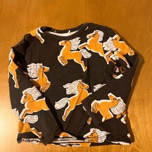 Mini Rodini Long sleeve toddler horses t-shirt 2T 24 month 3T